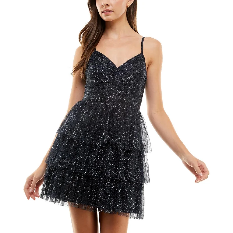 Vintage-Inspired Women's Clothes City Studios Womens Juniors Party Mini Fit & Flare Dress