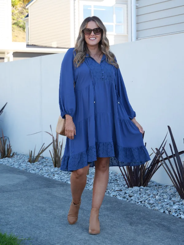 Modern Casual Clothing Boho Australia Honor LS Dress Airy Blue