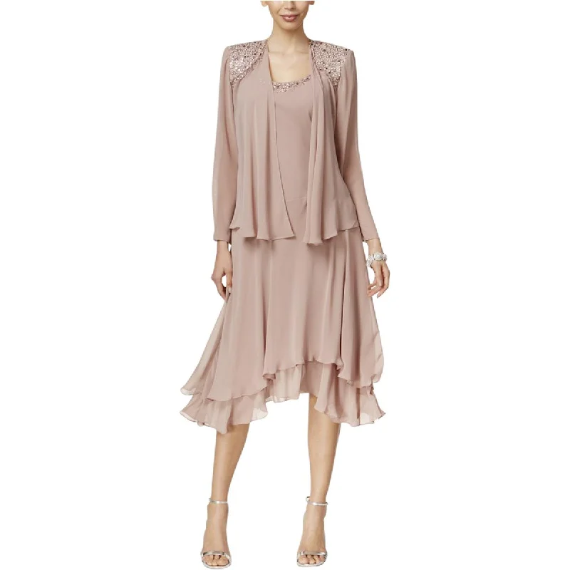 Women's Clothes For Work Events SL Fashions Womens Missy Chiffon Embellished Dress With Jacket