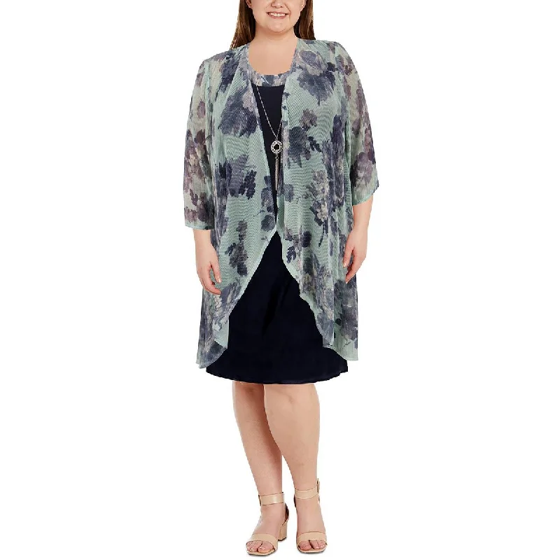Fashionable Women's Clothing R&M Richards Womens Plus 2 PC Shimmer Two Piece Dress