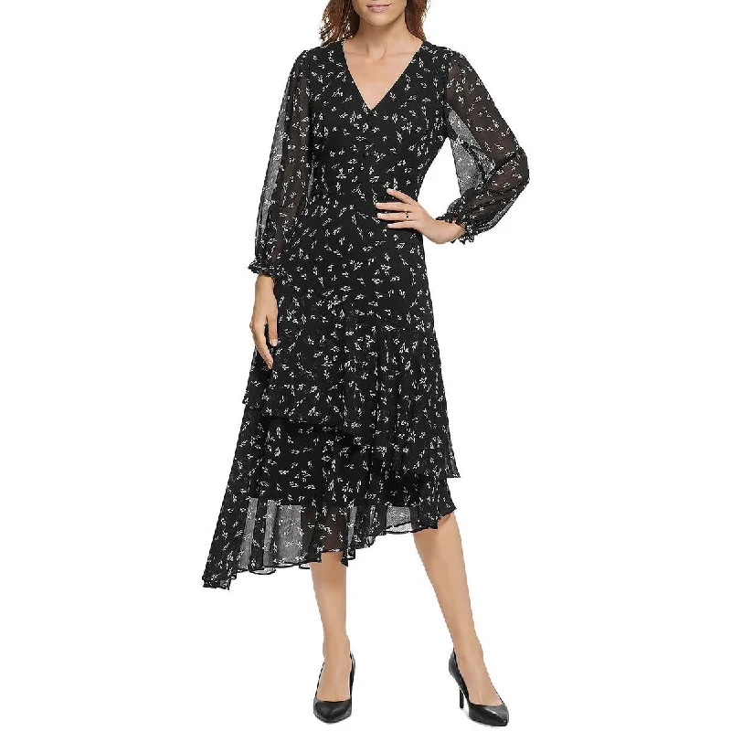 Women's Functional Outdoor Garments Karl Lagerfeld Paris Womens Chiffon Printed Fit & Flare Dress