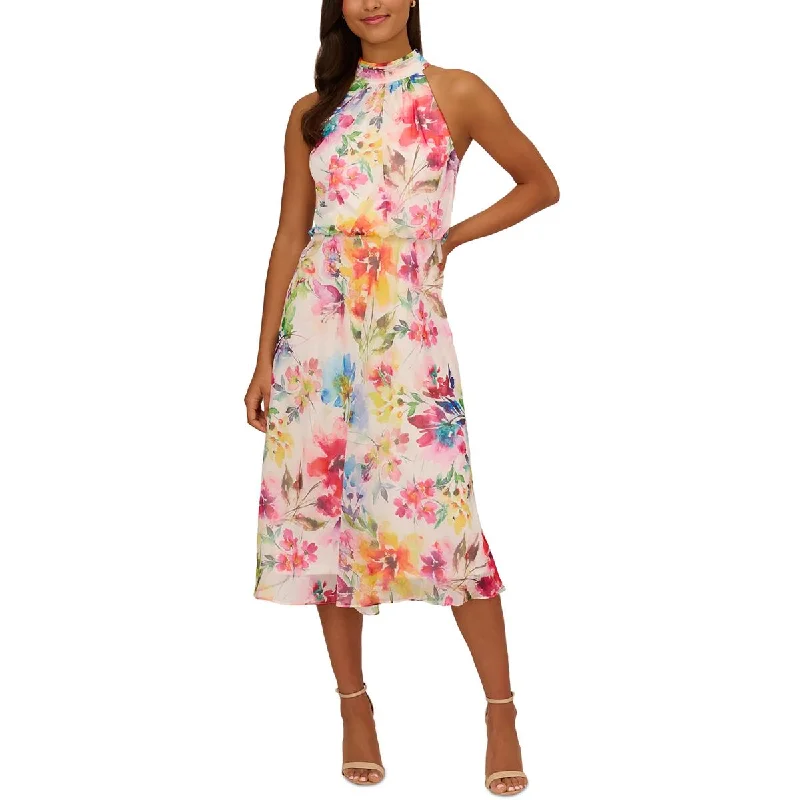 Minimalist Style Adrianna Papell Womens Halter Chiffon Halter Dress