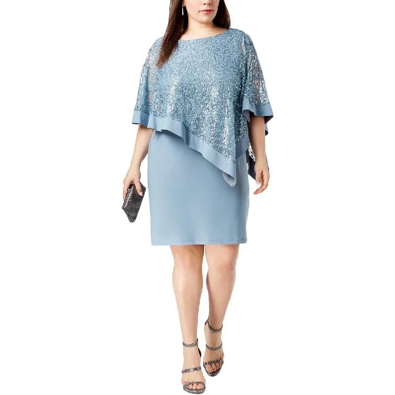 Tailored Clothing For Women R&M Richards Womens Plus Sequined Popover Special Occasion Dress