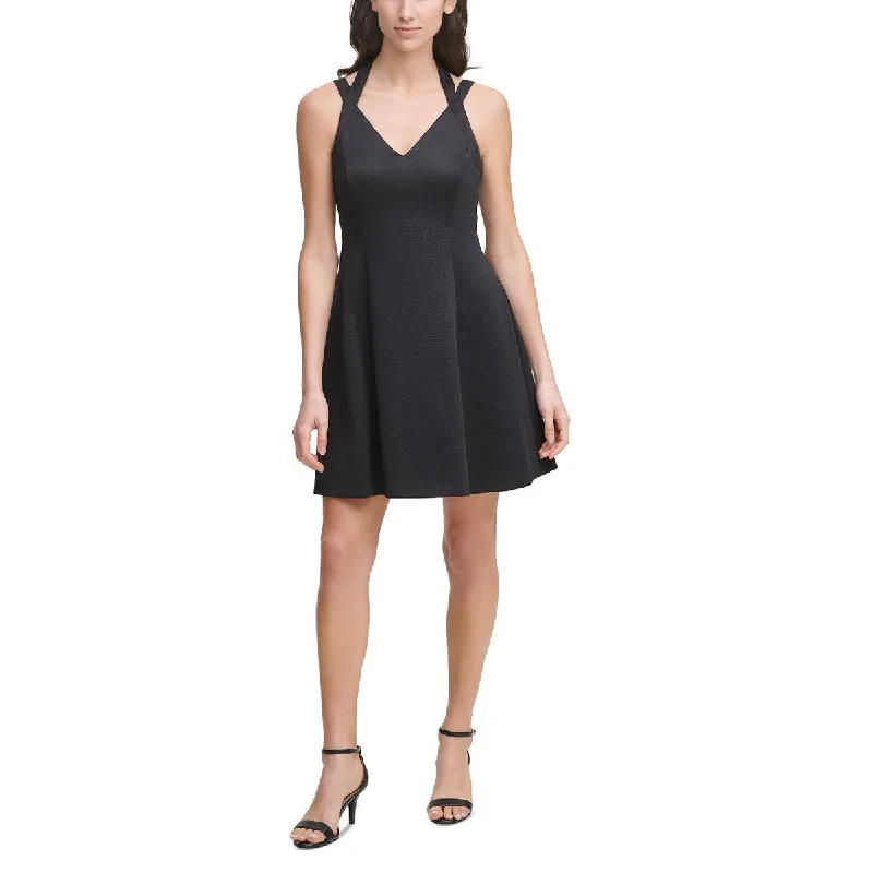 Women's High Street Fashion Guess Womens Scuba Embossed Fit & Flare Dress