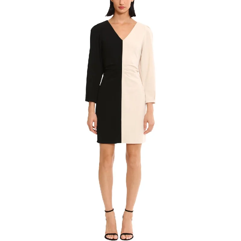 Women's Chic Outerwear Garments Donna Morgan Womens Colorblock Gathered Sheath Dress