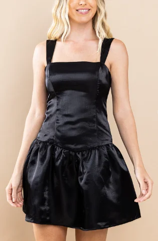 Elegant Women's Fashion Amy A Line Dress - Black