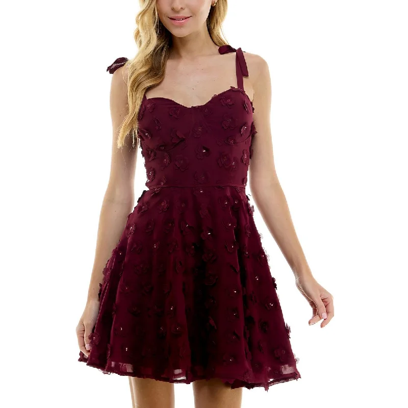 Current Trends City Studio Womens Juniors Bustier Bodice Mini Fit & Flare Dress