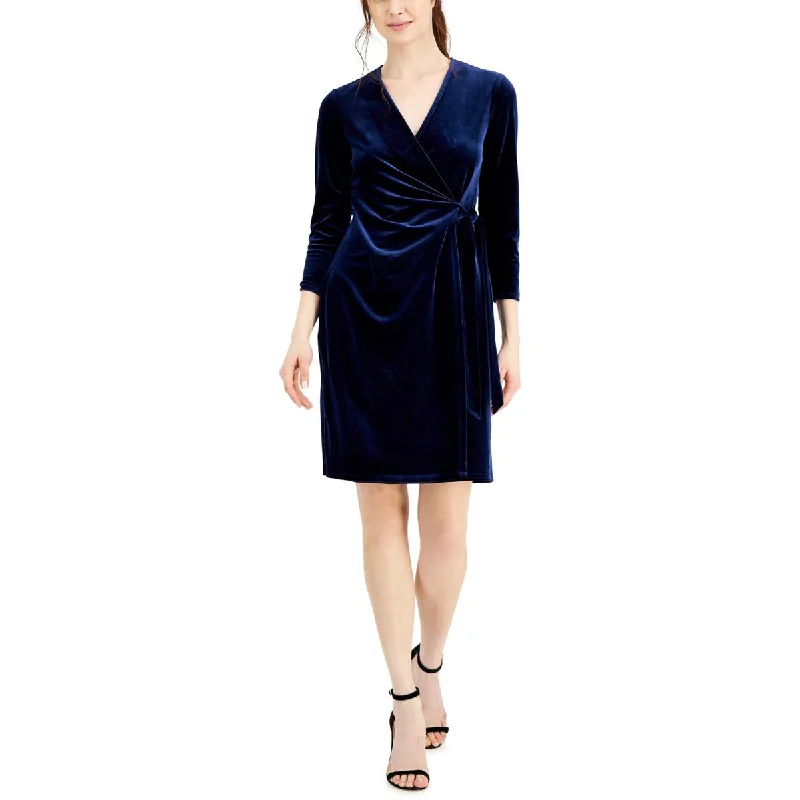 Stylish Women's Clothing Anne Klein Womens Velvet Short Sheath Dress