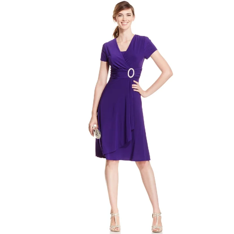 Women's Transitional Outfit R&M Richards Womens Embellished Knee-Length Cocktail Dress