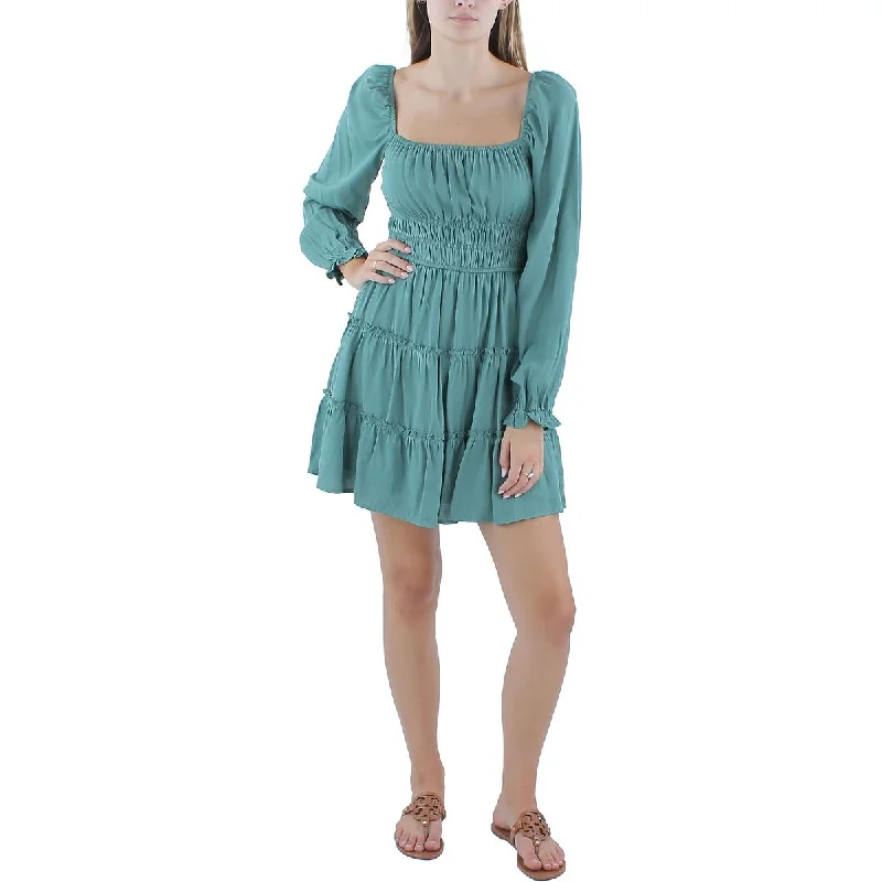 Sustainable Women's Clothing Trixxi Womens Juniors Smocked Tiered Babydoll Dress