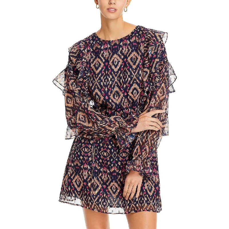 High-Quality Women's Fashion Dresses Koko + Mason Womens Ruffled Printed Fit & Flare Dress