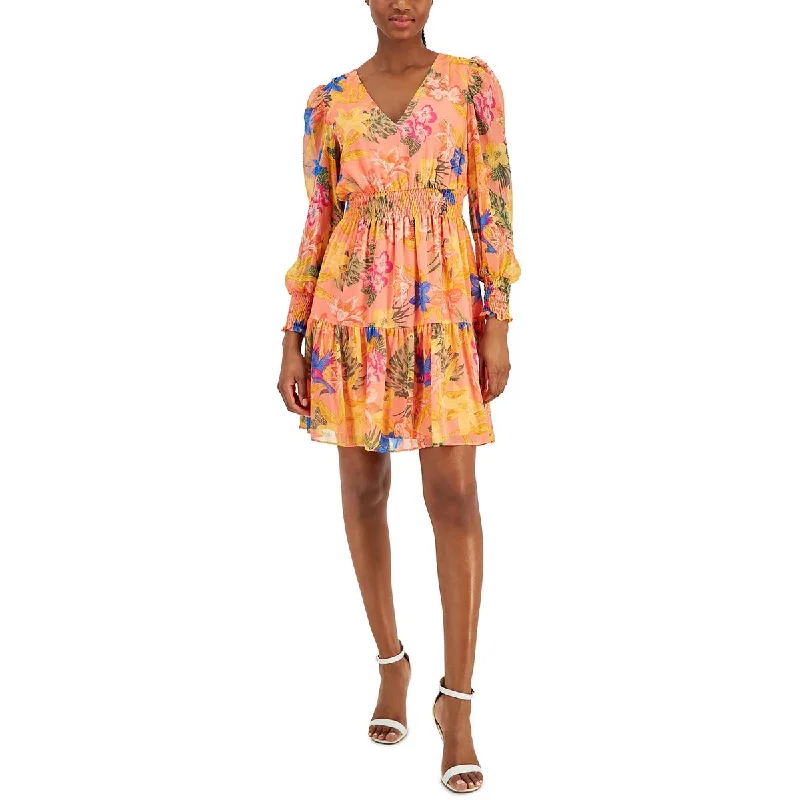 Women's Outfit Anne Klein Womens Daytime Tropical Print Fit & Flare Dress