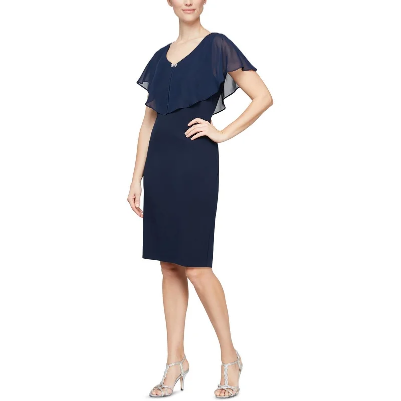 Affordable Online Boutique SLNY Womens Flutter Sleeve Knee-Length Sheath Dress