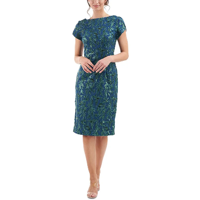 Modern Women's Fashion with Vintage Touches JS Collections Womens Embroidered Sequined Sheath Dress