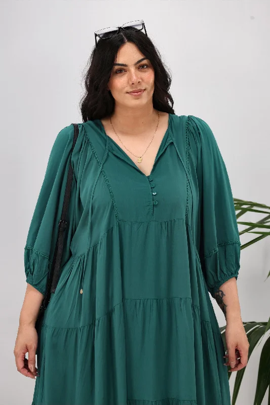 Minimalist Women's Fashion Clothing Boho Australia Harley Dress Emerald Green