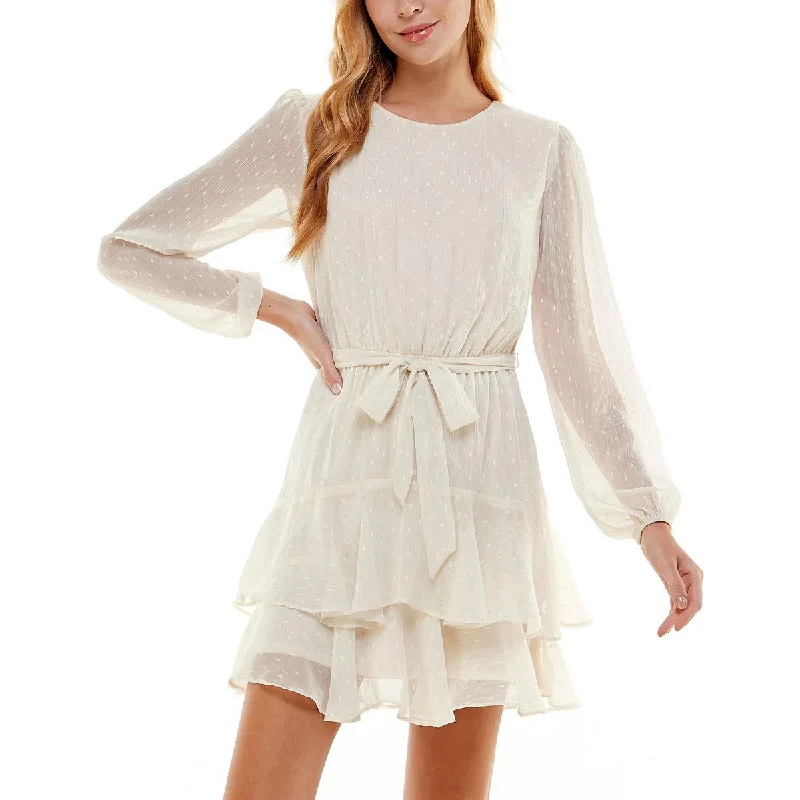 Hot Trends City Studios Womens Juniors Textured Above Knee Fit & Flare Dress