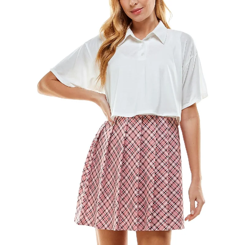 End of Season Sale Kingston Grey Womens Juniors Plaid Skirt Two Piece Dress