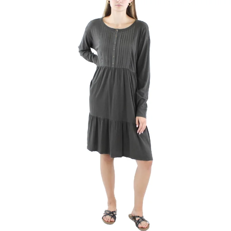 Exclusive Discount Lucky Brand Womens Knee-Length Pintuck Babydoll Dress