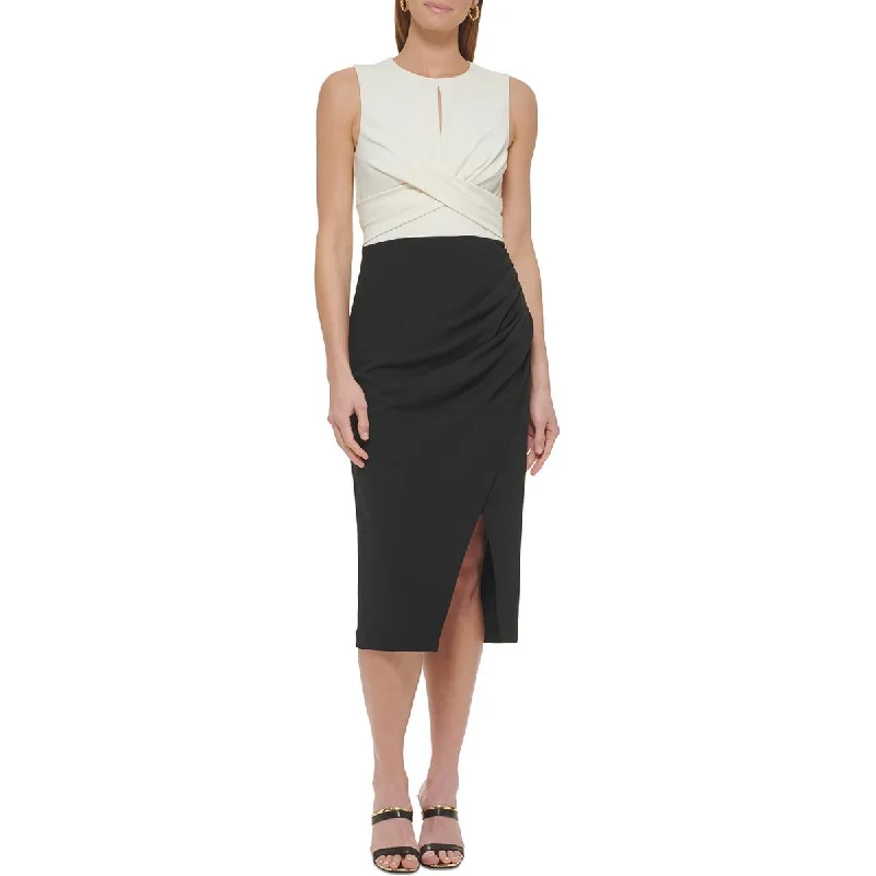 Versatile Women's Fashion DKNY Womens Keyhole Ruched Wear To Work Dress