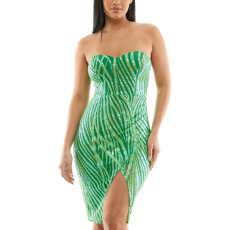 Women's Functional Outdoor Garments City Studios Womens Juniors Mesh Sequined Sheath Dress
