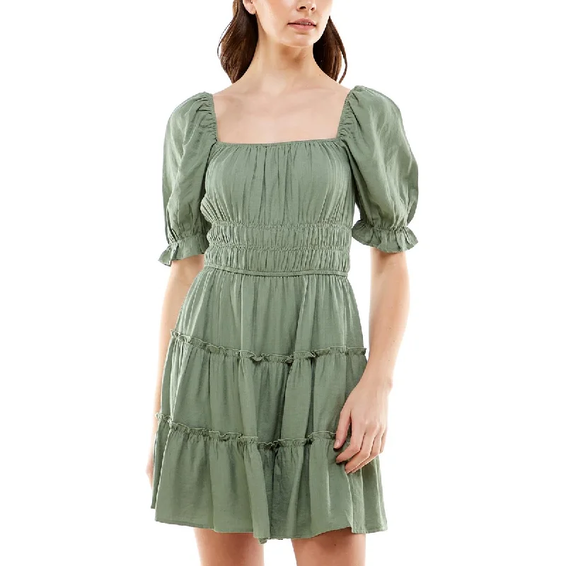 Women's Fashion Clothes Trixxi Womens Juniors Smocked Mini Fit & Flare Dress