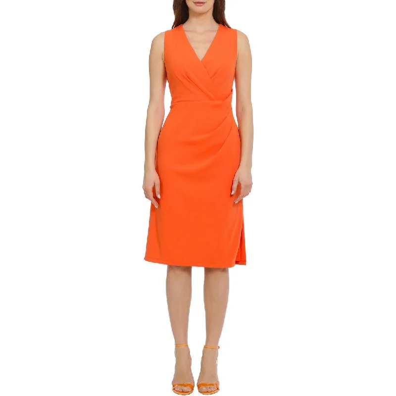 Luxury Women's Clothing Maggy London Womens Gathered V-Neck Sheath Dress