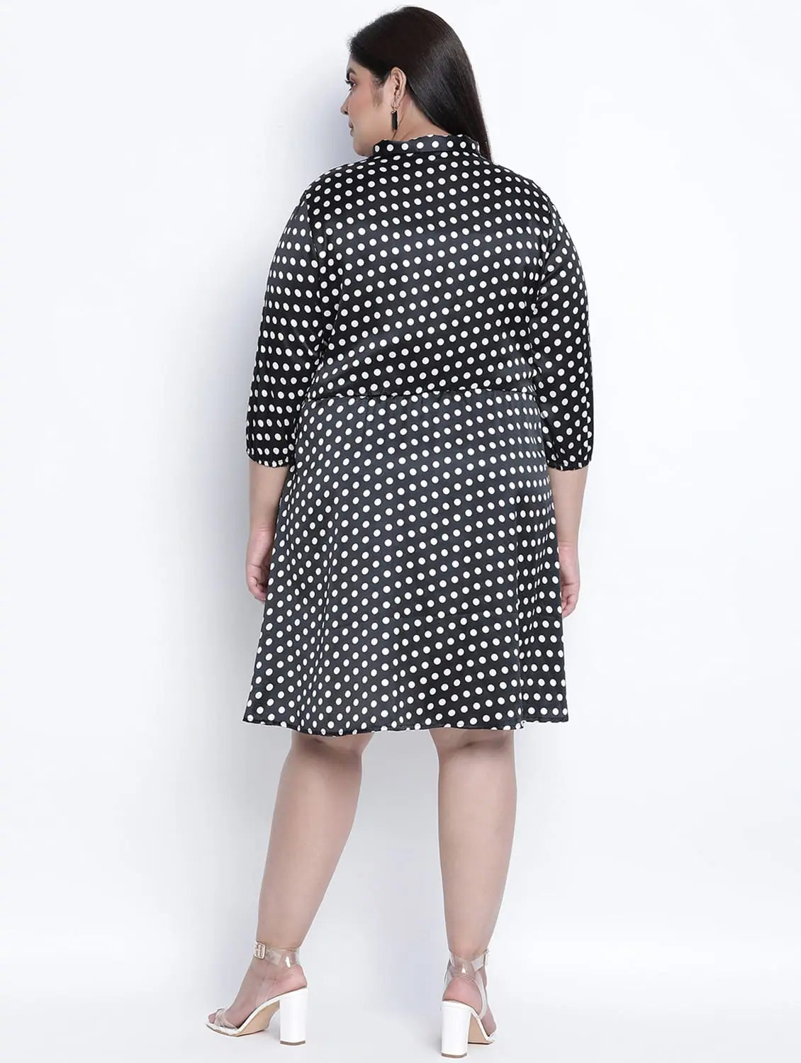 Women's Clothing For Outdoor Events Joyeous Polka Dot Plus Szie Tie Knot Dress