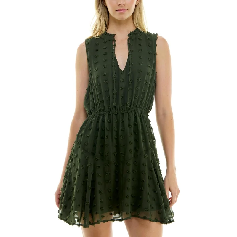 Clothing Brands Crystal Doll Womens Juniors Textured Fit & Flare Dress