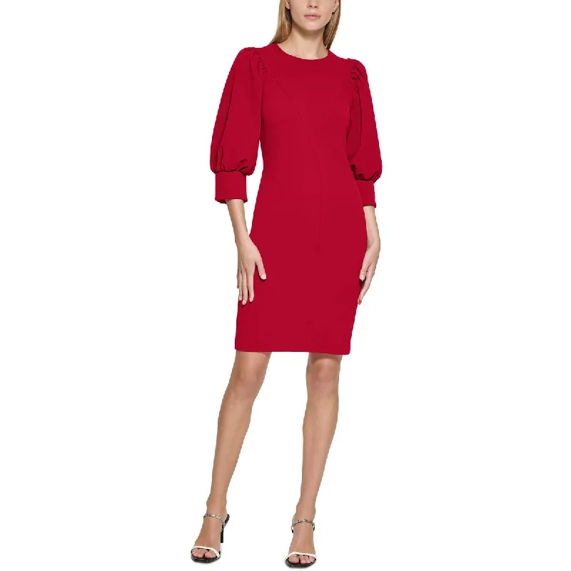 Women's Active Garments For Workouts Calvin Klein Womens Petites Jewel Neck Mini Wear to Work Dress
