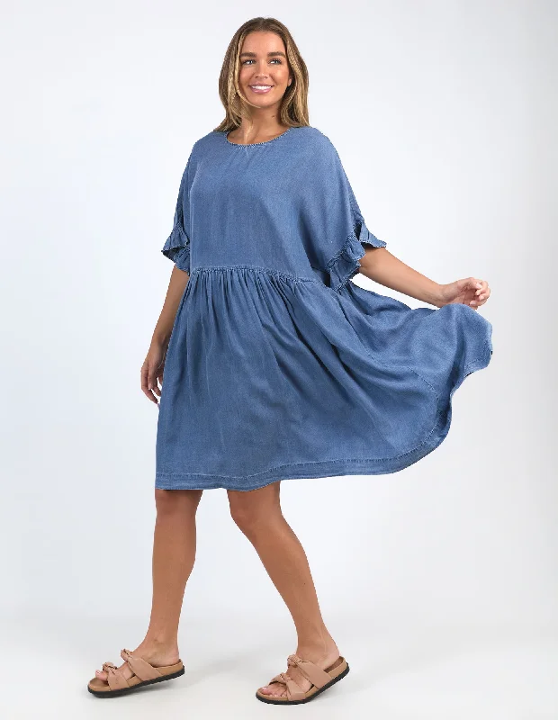 Best Boutiques Online Elm Charlie Chambray Dress Blue Wash