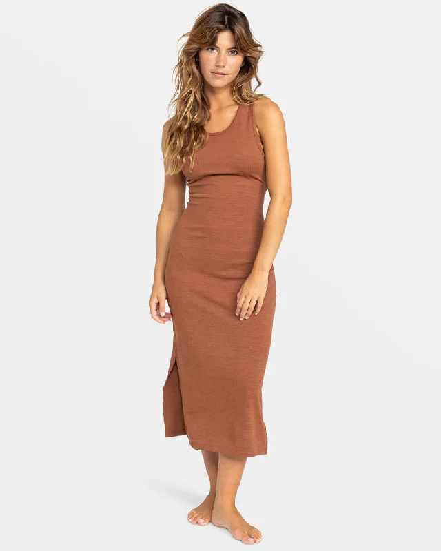 Comfortable Lounge Clothing Roxy Good Keepsake Dress-Russet
