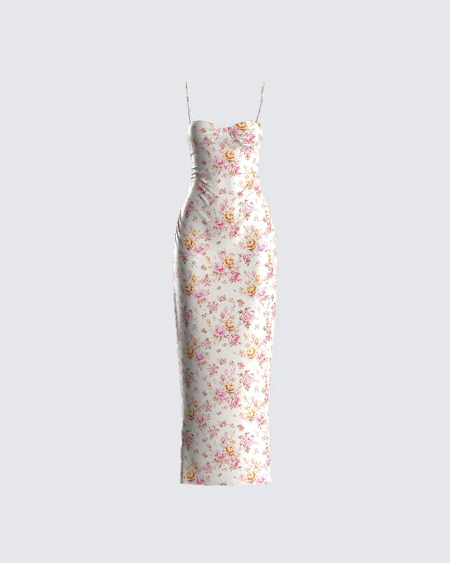 Affordable Fashion Clothing For Women Maelle Ivory Flower Print Dress