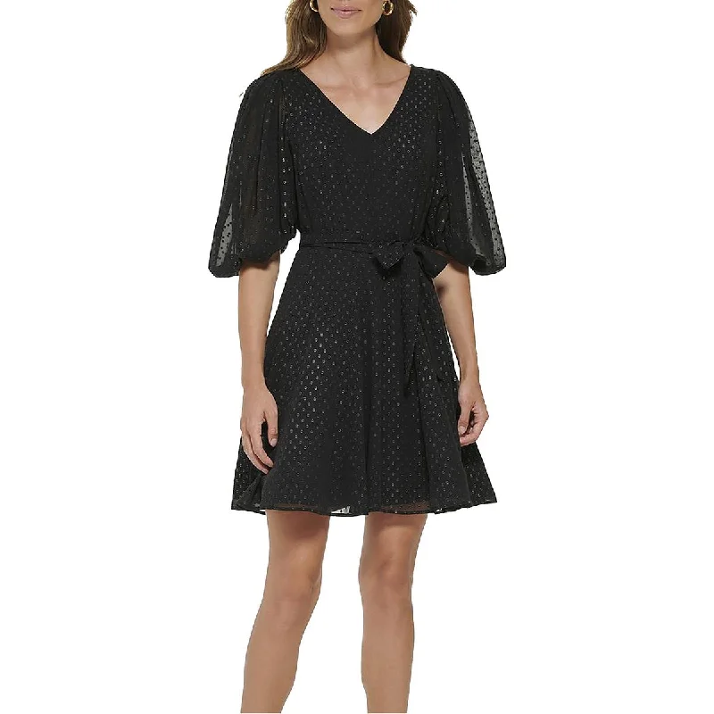 Women's Romantic Outfit DKNY Womens Petites Cocktail Mini Fit & Flare Dress