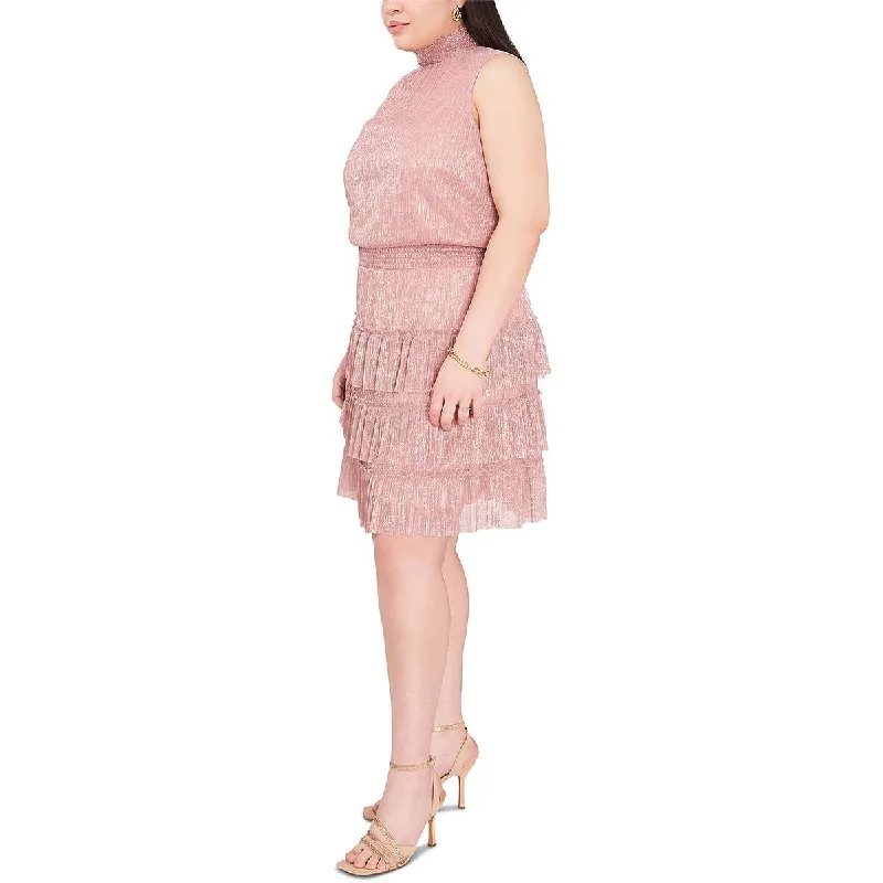 High-Quality Women's Fashion Dresses MSK Womens Plus Metallic Tiered Fit & Flare Dress