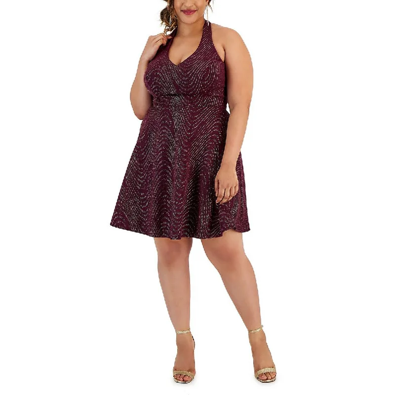 End Of Season Sale Clothing City Studio Womens Plus Party Metallic Fit & Flare Dress