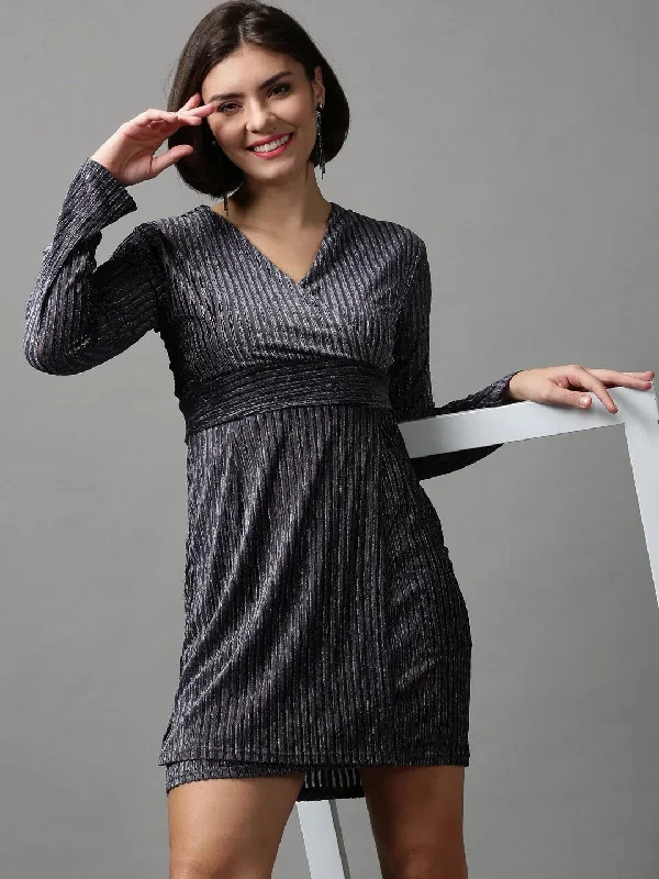 Women's Clothes For Special Occasions Women's Grey Solid Empire Dress-SP-8505-Grey