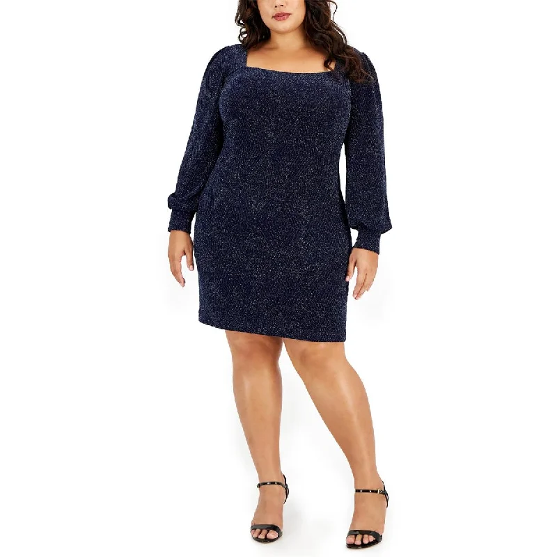 Timeless Women's Clothing Speechless Womens Plus Textured Mini Sheath Dress