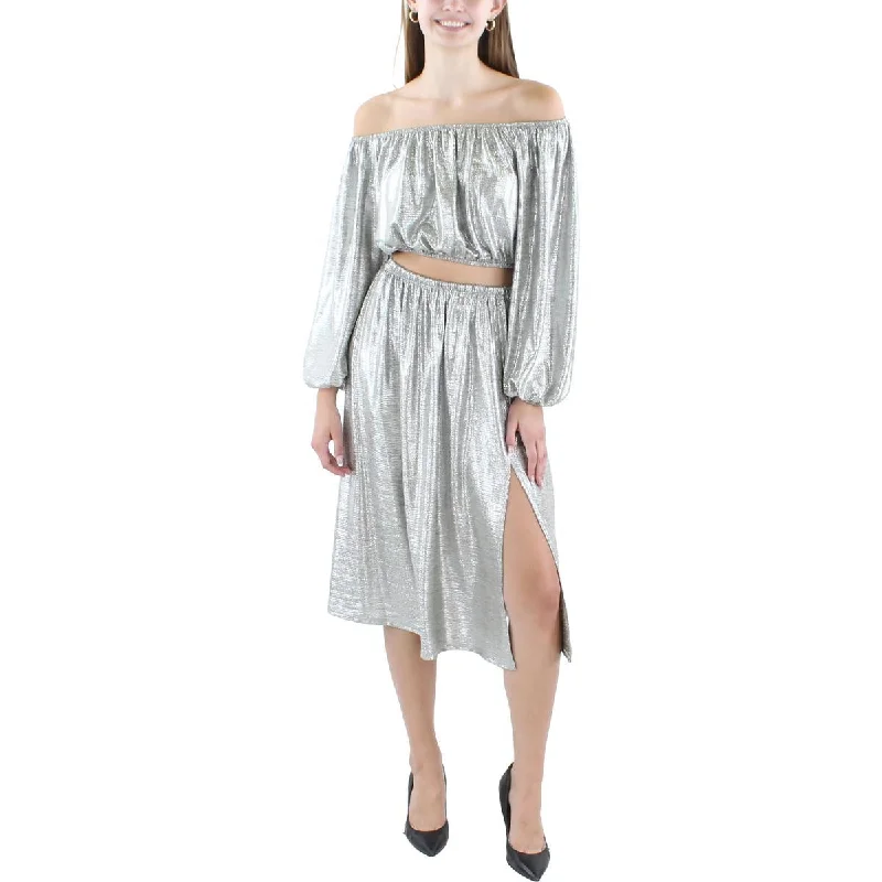 Women's Trendy Casual Outfit Black Halo Womens Knee-Length 2 PC Two Piece Dress