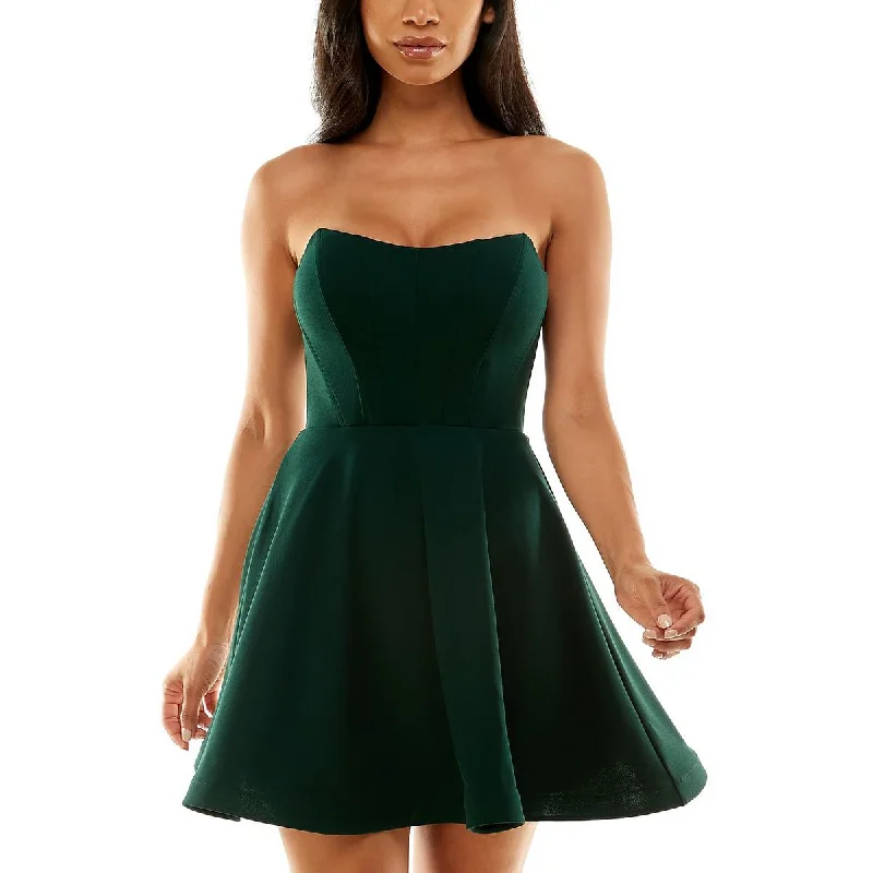 Unique Women's Fashion Pieces B. Darlin Womens Juniors Strapless Corset Fit & Flare Dress