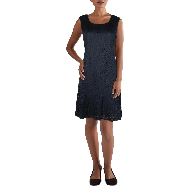 Women's Vintage-Inspired Clothing Connected Apparel Womens Ruffled Hem Mini Sheath Dress