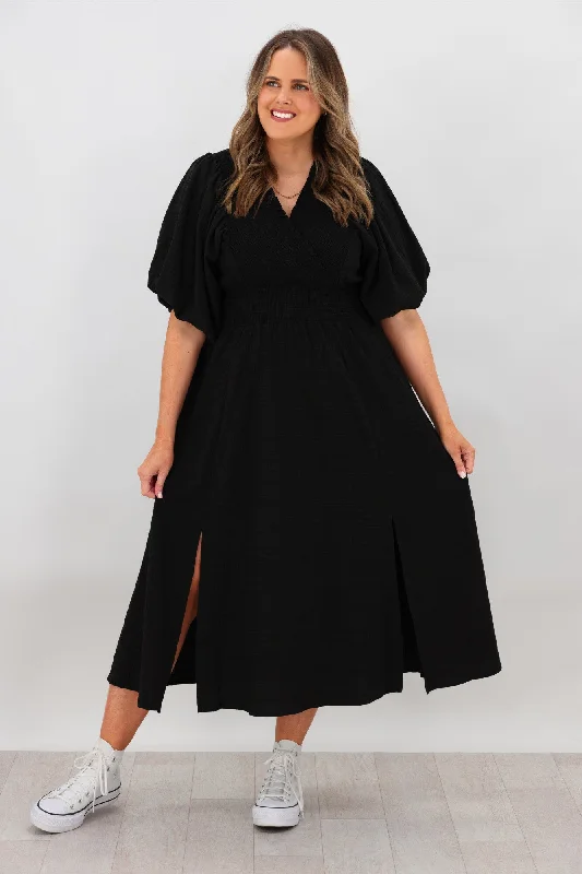 Sales For Clothes Shine On Label Carrie Shirred Neck Dress Black
