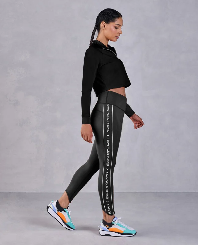 The Best Yoga Clothing At The Best Prices Full Sleeve Running Top & High Waisted Leggings In Second Skin Fabric Black