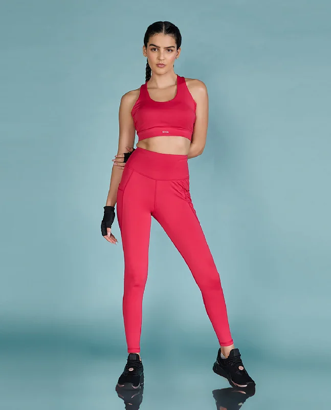 Enhance Your Flow With Stylish Yoga Wear At Great Prices Strappy Bra & Second Skin Leggings Set - Pink