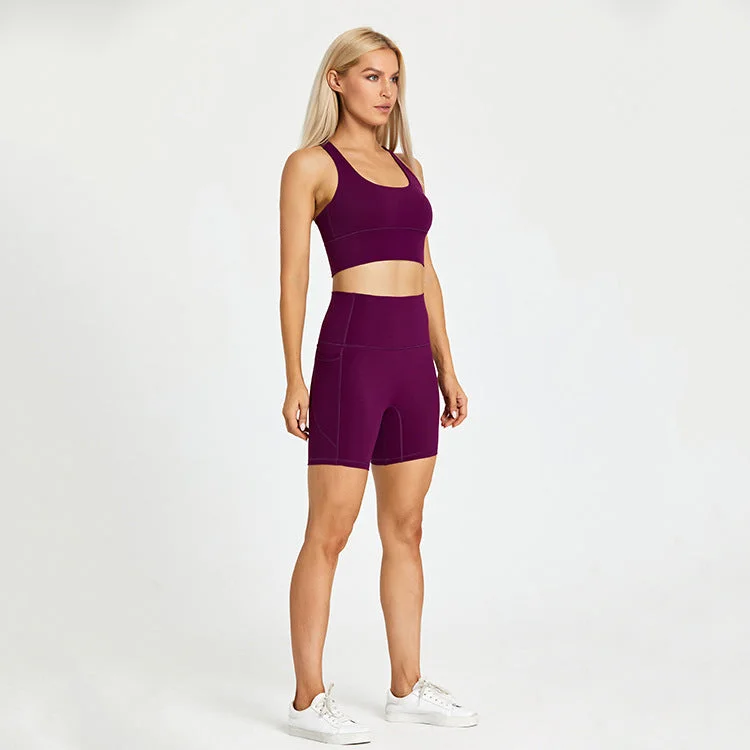 Unbeatable Deals On Breathable Yoga Apparel Women's Cross Back Bra and Shorts Set