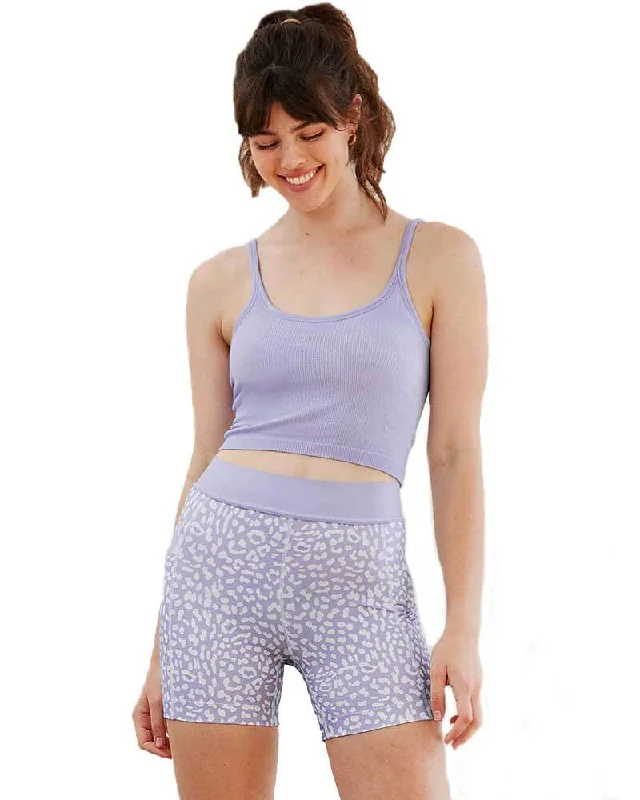 Unbeatable Deals On Breathable Yoga Apparel Abby Pocket Biker Shorts - Lavender Print