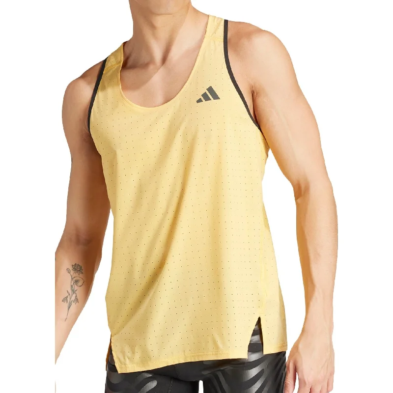 Performance Yoga Wear Now At Exclusive Discounts adidas Adizero Mens Running Vest - Yellow