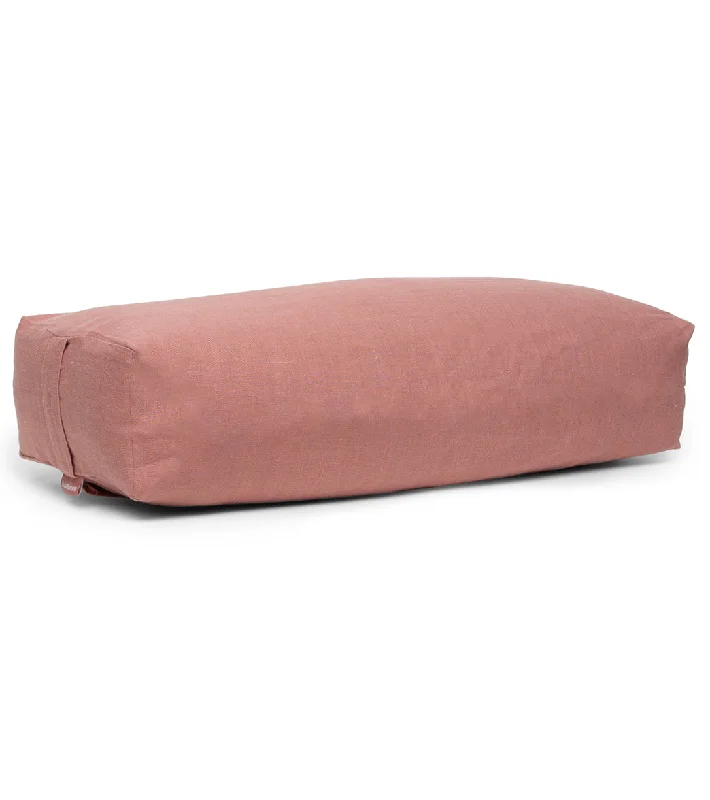 Comfort, Quality, And Savings In Every Pose B, Halfmoon Linen Rectangular Bolster Rose Clay