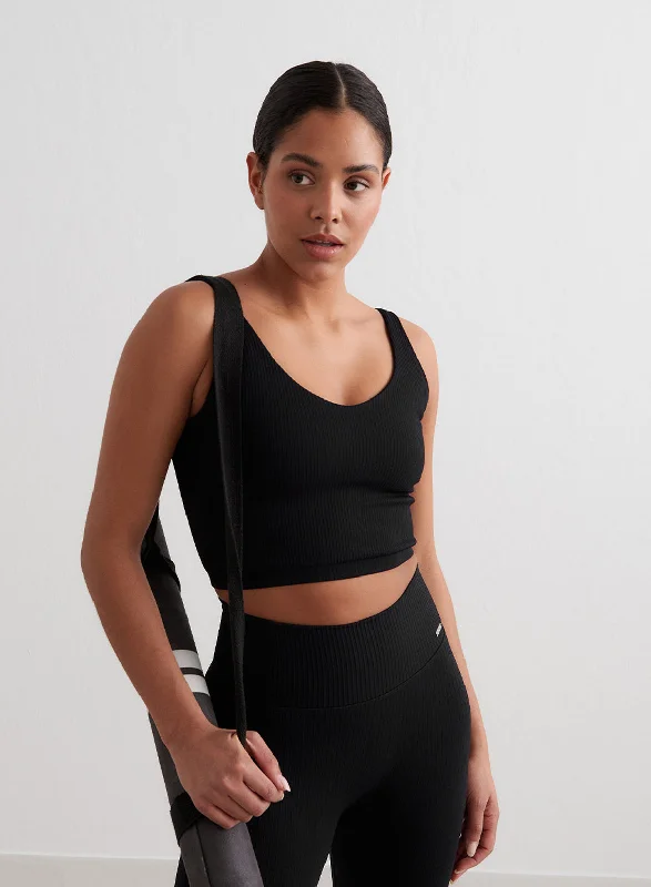 The Perfect Blend Of Comfort And Savings Black Ribbed Seamless Bralette