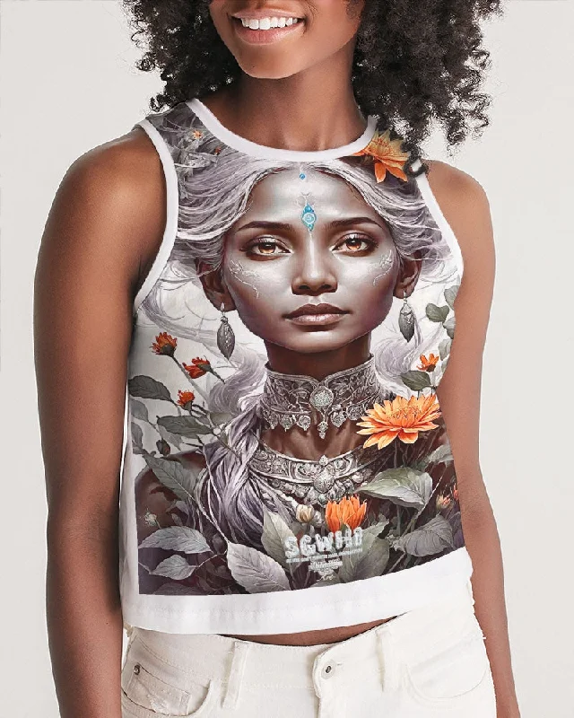 Master Every Pose With Premium Yoga Wear Deals Blossom Indian Grey sister Women's All-Over Print Cropped Tank