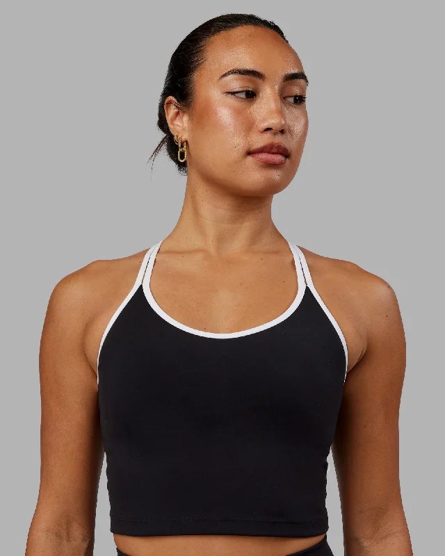 Soft, Stretchy, And Super Affordable Yoga Wear Contrast Active Shelf Bra Tank - Black-White